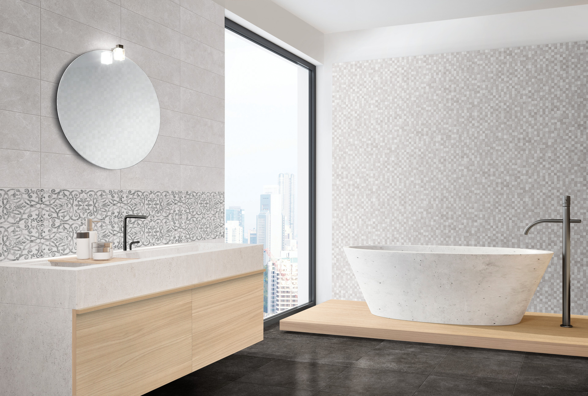 Ambiance carrelage de la collection SCD Calcaire